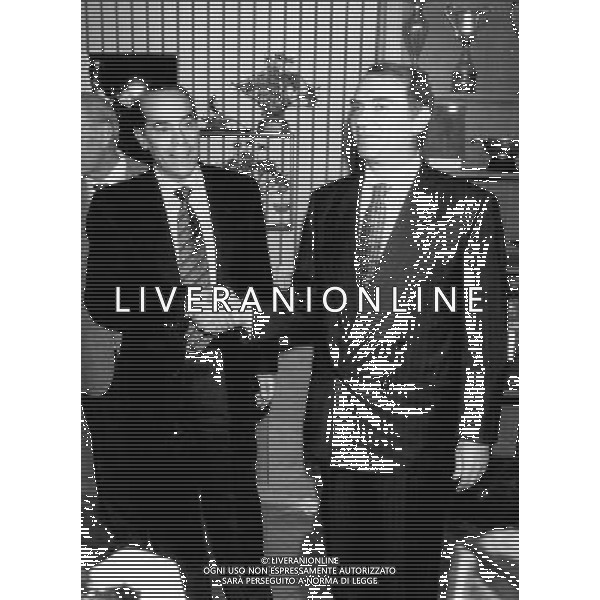 Ernesto Pellegrini Presidente dell\'Inter anni \'80 con Luis Suarez 1991 ph archivio ag. aldo liverani sas retrospettiva