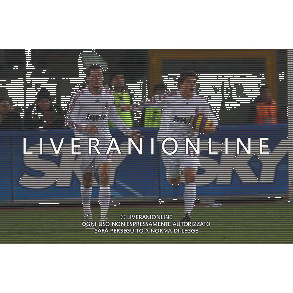GIUSEPPE SERGI - ALDO LIVERANI 16-1-08 CATANIA CATANIA MILAN COPPA ITALIA TIM CUP 2007-08 Nella foto: esultanza di paloschi e gourcuff dopo il pareggio AG ALDO LIVERANI