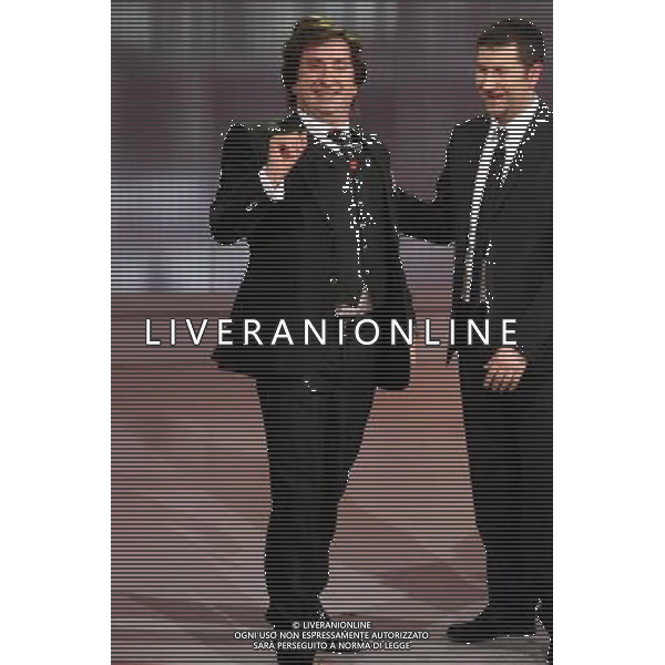 ANTONIO ALBANESE ( nei panni di CETTO LA QUALUNQUE) - FABIO FAZIO MILANO, 19/01/2008 TRASMISSIONE TV: \' CHE TEMPO CHE FA\' FOTO ANTONIO SORANO - AG. ALDO LIVERANI SAS