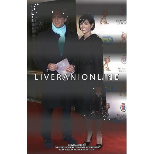 ROMA 20 01 2008 SERATA DI PREMIAZIONE DEI TELEGATTI NELLA FOTO MARA CARFAGNA CON IL COMPAGNO AG ALDO LIVERANI
