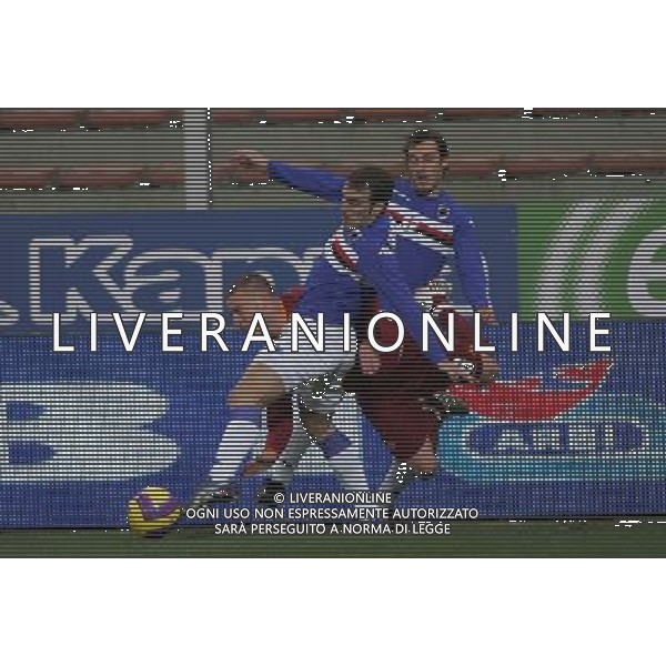 ©Alessandro Falzone/Press Photo 23-01-2008 Genova Sampdoria Roma Coppa Italia Tim 2007 2008 Nella foto: de rossi nella morsa di campagnaro e zenoni AG ALDO LIVERANI