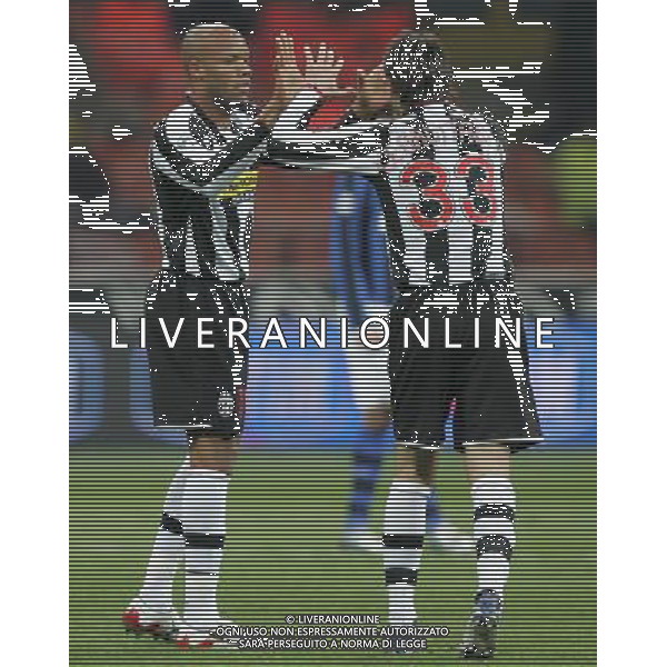 Milano 23 gennaio 2008 Inter - Juventus quarti di finale coppa italia gara di andata nella foto: esultanza dopo il gol di Boumsong Jean Alain con Nicola Legrottaglie foto Andry / Ag. Aldo Liverani