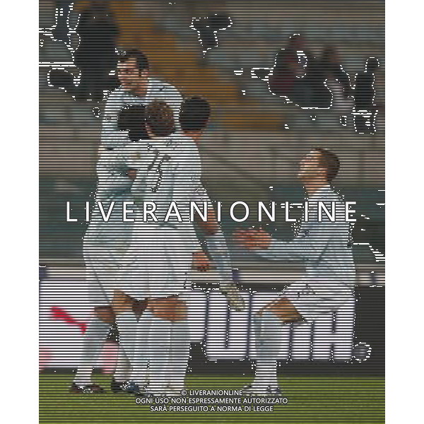Lazio - Fiorentina 24/01/2008 Coppa Italia TIM CUP 2007/2008 Quarti di finale andata nella foto: esultanza dopo il gol su punizione di Kolarov ph Corradetti / ag. Aldo Liverani