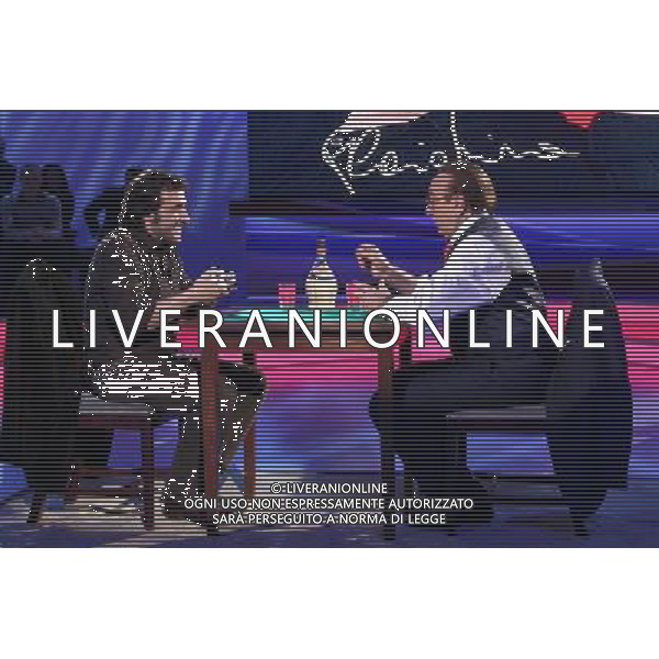ROMA 01 02 2008 TRASMISSIONE TELEVISIVA \'DOMENICA IN \' NELLA FOTO FLAVIO INSINNA PIPPO BAUDO AG ALDO LIVERANI