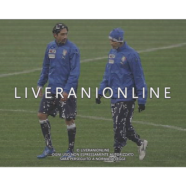 Raduno e Allenamento della Nazionale Italiana a Milano 04/02/2008 nella foto marco borriello e ambrosini massimo ph Luzzani/Ag. Aldo liverani sas 
