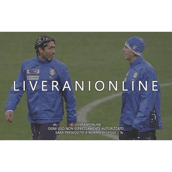 Raduno e Allenamento della Nazionale Italiana a Milano 04/02/2008 nella foto marco borriello e massimo ambrosini ph Luzzani/Ag. Aldo liverani sas 