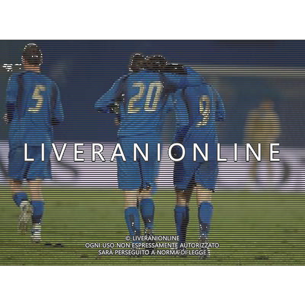 Italia-Olanda Gara Amichevole Nazionale Olimpica Ferrara - 05.02.2008 Nella Foto: esultanza dopo il gol di giuseppe Rossi con Pozzi nicola Ph.Vitez-Ag. Aldo Liverani