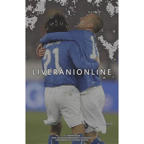 Italia - Portogallo amichevole Zurigo 06/02/2008 nella foto esultanza dopo il gol di andrea pirlo del 2-0 con daniele de rossi ph luzzani/Ag. Aldo Liverani sas