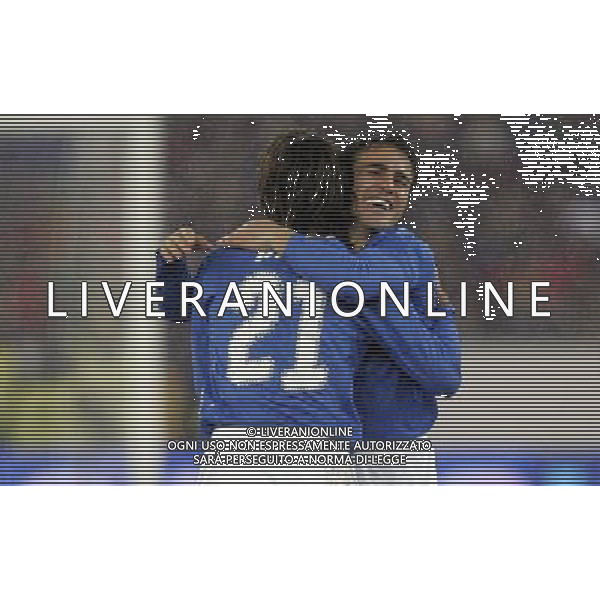 Italia - Portogallo amichevole Zurigo 06/02/2008 nella foto abbracci esultanza dopo il gol di andrea pirlo del 2-0 con paolo cannavaro ph luzzani/Ag. Aldo Liverani sas