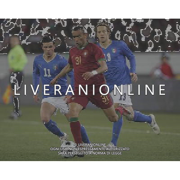 Zurigo (CH) 06-02-2008 amichevole preparazione euro 2008 italia-portogallo 3 : 1 nella foto antonio di natale, bosingwa e massimo ambrosini ph marco luzzani/ag aldo liverani s.a.s.