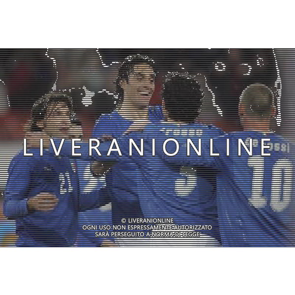 Zurigo (CH) 06-02-2008 amichevole preparazione euro 2008 italia-portogallo 3 : 1 nella foto luca toni esulta dopo il gol con i compagni ph marco luzzani/ag aldo liverani s.a.s.