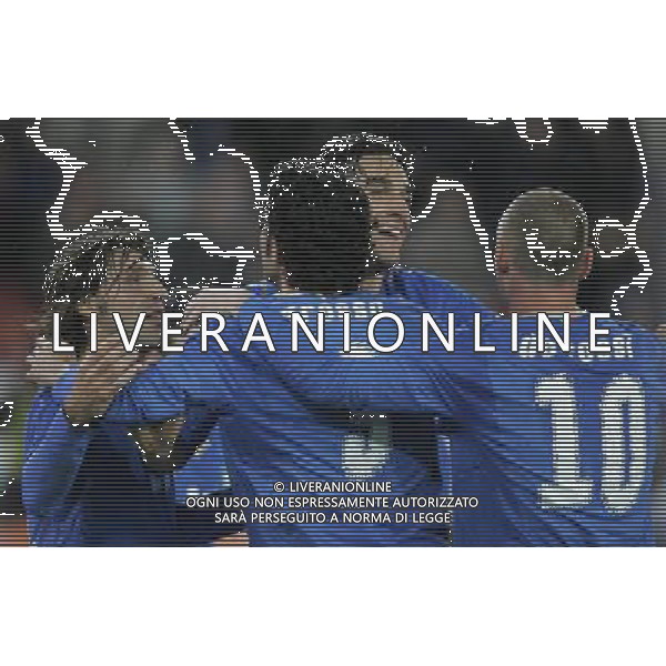 Zurigo (CH) 06-02-2008 amichevole preparazione euro 2008 italia-portogallo 3 : 1 nella foto luca toni esulta dopo il gol con i compagni ph marco luzzani/ag aldo liverani s.a.s.