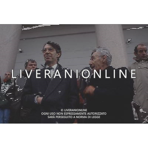 Massimo Moratti, Presidente dell\'Inter dal 1995, con l\'ex calciatore dell\'Inter negli anni \'50 Benito Lorenzi foto del 1994 ph archivio ag. aldo liverani sas