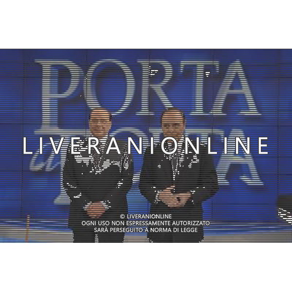ROMA, 12 FEBBRAIO 2008 PORTA A PORTA: BERLUSCONI NELLA FOTO: SILVIO BERLUSCONI - BRUNO VESPA PH AGENZIA ALDO LIVERANI SAS