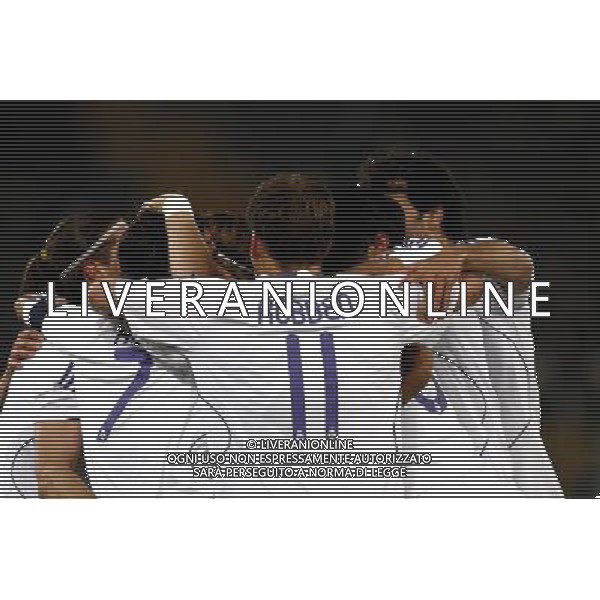 Roma - Real Madrid 19/02/2008 Uefa Champions League 2007/2008 - Ottavi di finale di andata nella foto: esultanza dopo il gol di Raul festeggiato dai compagni ph Corradetti / ag. Aldo Liverani