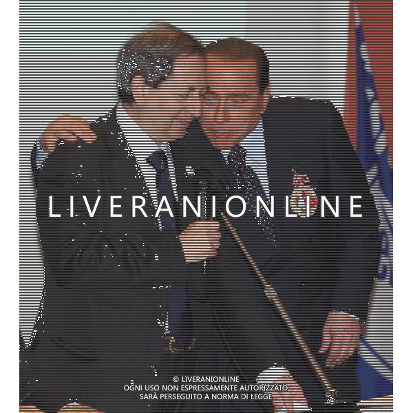 MILANO 3 MARZO 2008 CONSIGLIO NAZIONALE PARTITO PENSIONATI CON CARLO FATUZZO E SILVIO BERLUSCONI NELLA FOTO:CARLO FATUZZO E SILVIO BERLUSCONI PH FRANKY-AG ALDO LIVERANI