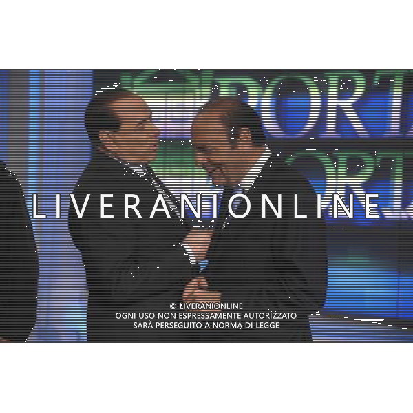 ROMA, 5 MARZO 2008 BERLUSCONI A PORTA A PORTA NELLA FOTO: SILVIO BERLUSCONI - BRUNO VESPA AG ALDO LIVERANI