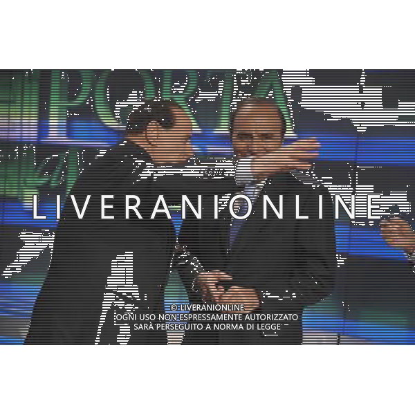 ROMA, 5 MARZO 2008 BERLUSCONI A PORTA A PORTA NELLA FOTO: SILVIO BERLUSCONI - BRUNO VESPA AG ALDO LIVERANI