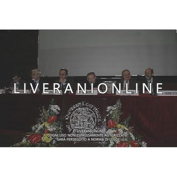 GIULIO ANDREOTTI --MARIO TALAMANCA -- LEOPOLDO GAMBARALE -- GIORGIO PASTORI LUIGI PIZZOLATO -- ELIO FRANZINI MILANO 27-03-08 XIII COLLOQUIO TULLIANUM DEDICATO AL TEMA \'CICERONE E IL DIRITTTO NELLA STORIA D\'EUROPA\' FOTO ANTONIO SORANO/AG. ALDO LIVERANI SAS