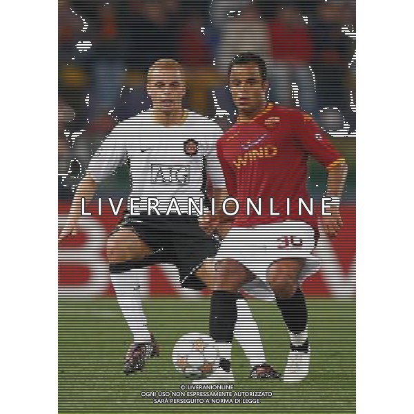 Roma - Manchester United (0-2) Stadio Olimpico - 01 / 04 / 2008 - Uefa Champions League 2007/2008 - Quarti di finale - andata nella foto: Amantino MANCINI e Wes BROWN ph Corradetti / ag. Aldo Liverani