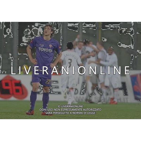 Coppa UEFA 2007/2008 Quarti di Finale Andata Firenze - 03.04.2008 Fiorentina-PSV Eindhoven Nella Foto: esultanza dopo il gol di Koevermans e la delusione di Kuzmanovic /Ph.Vitez-Ag. Aldo Liverani