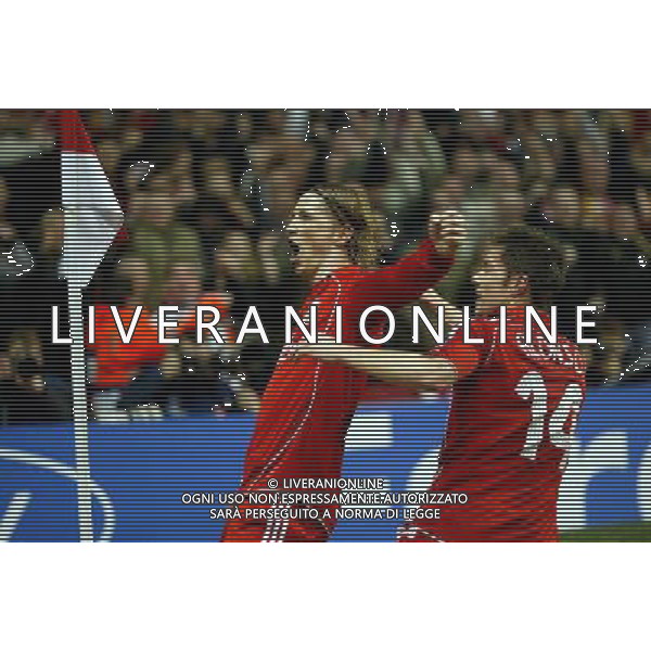 Fernando Torres of Liverpool celebrates scoring the 2nd goal with Xabi Alonso of Liverpool,Liverpool v Arsenal, UEFA Champions League, Quarter Final, L2, Anfield, Liverpool, Date 08/04/2008 Picture by Marc Atkins(IPS PHOTO AGENCY)/Ag. Aldo Liverani Sas - ONLY ITALY -