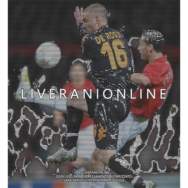 Manchester United-Roma Champions League 2007/2008 Quarti di Finale Ritorno Manchester - 09.04.2008 Nella Foto: DANIELE DE ROSSI- RIO FERDINAND /Ph.Vitez-Ag. Aldo Liverani