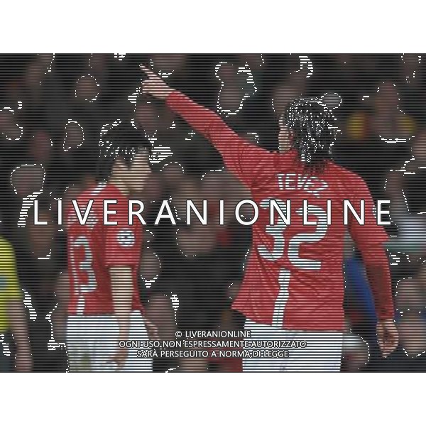 Manchester United-Roma Champions League 2007/2008 Quarti di Finale Ritorno Manchester - 09.04.2008 Nella Foto: ESULTANZA DOPO IL GOL DI CARLOS TEVEZ /Ph.Vitez-Ag. Aldo Liverani