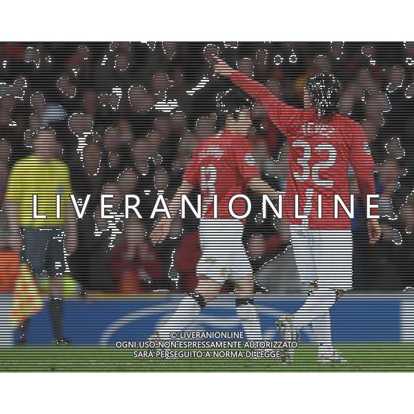 Manchester United-Roma Champions League 2007/2008 Quarti di Finale Ritorno Manchester - 09.04.2008 Nella Foto: ESULTANZA DOPO IL GOL DI CARLOS TEVEZ /Ph.Vitez-Ag. Aldo Liverani