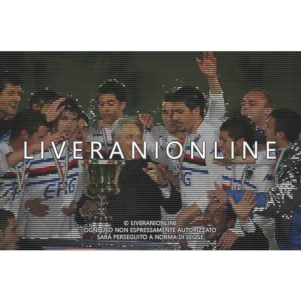 Atalanta - Sampdoria Finale Ritorno Coppa Italia Primavera Tim Cup 10/04/2008 nella foto Antonio Matarrese durante i festeggiamenti dei giocatori della Sampdoria vincitori della Coppa Agenzia Aldo Liverani sas