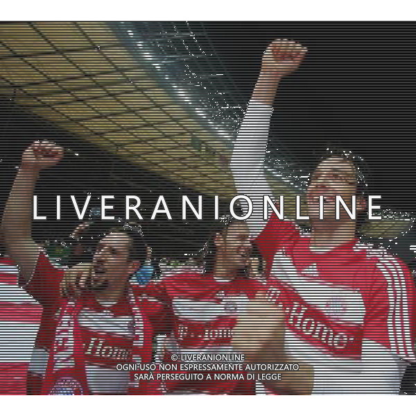 BVB BORUSSIA DORTMUND - BAYERN MUNCHEN 1:2 n.V. COPPA DI GERMANIA DFB Pokalfinale Finale der HERREN: 19.04.2008 Saison 2007/2008 FC Bayern MŸnchen gewinnt den DFB Pokal Schlu§jubel bei Luca Toni, Franck Ribery, Martin Demichelis copyright by: firo sportphoto /AG. ALDO LIVERANI SAS - ONLY ITALY - EDITORIAL USE ONLY -