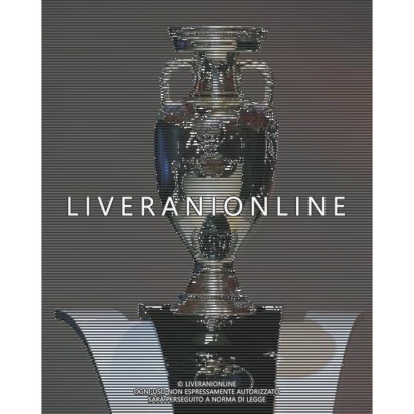 La Coppa D\'Europa Europei 2008 Fu§ball , EURO 2008 , EM Auslosung der Gruppen zur UEFA , EM 2008 in …sterreich und der Schweiz 02.12.2007 Der neu EM Pokal , Hintergrund Hinterleger copyright by firo sportphoto/Ag. Aldo Liverani Sas - ONLY ITALY - EDITORIAL USE ONLY - 