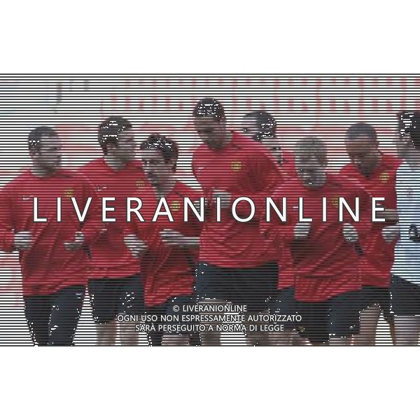 Part of the squad running during training,Manchester United Training session the day before match between , Barcelona v Manchester United, UEFA Champions League, Semi Final, First Leg, Camp Nou, Barcelona, Date 220408, Picture by Ian Kington mobile 07884001265, (IPS PHOTO AGENCY) AGENZIA ALDO LIVERANI SAS - ONLY ITALY - EDITORIAL USE ONLY 