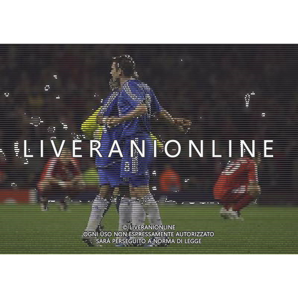Frank Lampard of Chelsea celebrates win in Liverpool v Chelsea FC : Champions League Semifinal First Leg at Anfield in Liverpool (UK) on 22/04/2008 Picture By Marcello Pozzetti ©IPS - Photo Agency :21 Delisle Road London SE28 0JD mobile: 07973 308 835 AGENZIA ALDO LIVERANI SAS - ONLY ITALY - EDITORIAL USE ONLY