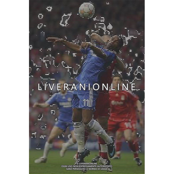 Didier Drogba of Chelsea and Liverpool\'s Martin Skrtel in Liverpool v Chelsea FC : Champions League Semifinal First Leg at Anfield in Liverpool (UK) on 22/04/2008 Picture By Marcello Pozzetti ©IPS - Photo Agency :21 Delisle Road London SE28 0JD mobile: 07973 308 835 AGENZIA ALDO LIVERANI SAS - ONLY ITALY - EDITORIAL USE ONLY