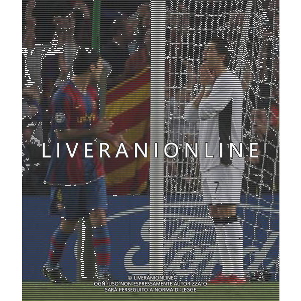 Cristiano Ronaldo of Manchester United reaction to missing his penalty chance , Barcellona - Manchester United, UEFA Champions League, Semi Final, First Leg, Camp Nou, Barcelona, Date, Date 23/04/2008 Picture by Ian Kington (IPS PHOTO AGENCY)/Ag. Aldo Liverani sas - ONLY ITALY - EDITORIAL USE ONLY -