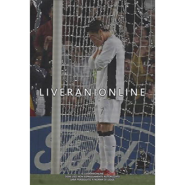 Cristiano Ronaldo of Manchester United reaction to missing his penalty chance , Barcellona - Manchester United, UEFA Champions League, Semi Final, First Leg, Camp Nou, Barcelona, Date, Date 23/04/2008 Picture by Ian Kington (IPS PHOTO AGENCY)/Ag. Aldo Liverani sas - ONLY ITALY - EDITORIAL USE ONLY -