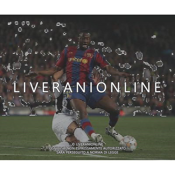 Carlos Tevez of Manchester United fouls Barcelona\'s Yaya Toure on the edge of the box , Barcellona - Manchester United, UEFA Champions League, Semi Final, First Leg, Camp Nou, Barcelona, Date, Date 23/04/2008 Picture by Ian Kington (IPS PHOTO AGENCY)/Ag. Aldo Liverani sas - ONLY ITALY - EDITORIAL USE ONLY -