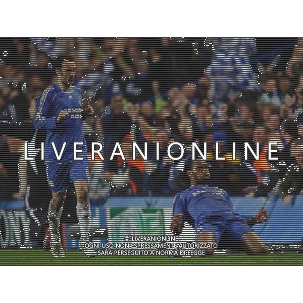 esultanza - Didier Drogba of Chelsea celebrates his goal, 1-0, Chelsea - Liverpool Champions League, SemiFinale, Second Leg, (First Leg 1-1), Stamford Bridge, London, Date 30/04/2008 Picture by Ian Kington (IPS PHOTO AGENCY)/Ag. Aldo Liverani sas -ONLY ITALY - EDITORIAL USE ONLY - 