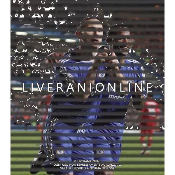 esultanza - Frank Lampard of Chelsea scores and celebrates his gol Chelsea - Liverpool Champions League, SemiFinale, Second Leg, (First Leg 1-1), Stamford Bridge, London, Date 30/04/2008 Picture by Marcello Pozzetti(IPS PHOTO AGENCY)/Ag. Aldo Liverani sas -ONLY ITALY - EDITORIAL USE ONLY - 