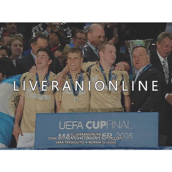 Coppa UEFA 2008 Finale Manchester - 14.05.2008 Zenit San Pietroburgo-Rangers Glasgow Nella Foto: GIOCATORI ZENIT FESTEGGIANO SUL PALCO Ph.Vitez-Ag. Aldo Liverani