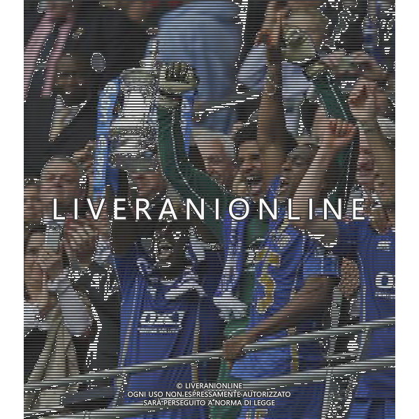 Sol Campbell of Portsmouth lifts the FA Cup, 0-1 , Cardiff City v Portsmouth, FA Cup Final, Wembley Stadium, London , Date 170508, Picture by Ian Kington mobile 07884001265, (IPS PHOTO AGENCY) - 21 Delisle road - London SE28 0JD- tel: 020 88 55 1 008 - fax: 020 88 55 1037 - ISDN: 020 88 55 1039 English Premier and Football League images are only to be used in an editorial context, images are not allowed to be published on another internet site unless a licence has been obtained from DataCo Ltd +44 207 864 9121. AG ALDO LIVERANI 