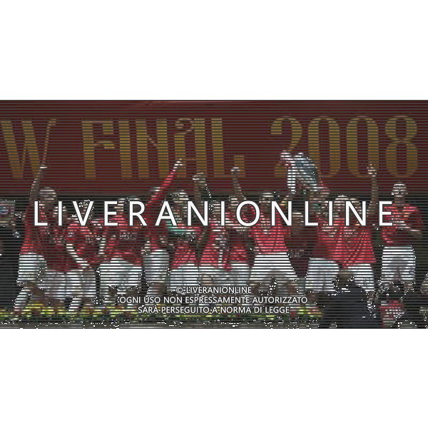 Manchester United - Chelsea Finale Champions League Mosca 21/05/2008 Festeggiamenti per la vittoria della Coppa dei giocatori del manchester nella foto esultanza ph Luzzani/Ag. Aldo Liverani Sas