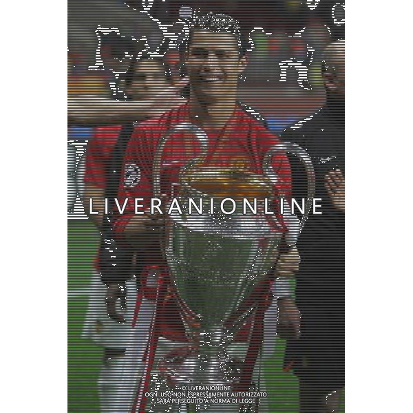 Manchester United - Chelsea Finale Champions League Mosca 21/05/2008 Festeggiamenti per la vittoria della Coppa dei giocatori del manchester nella foto cristiano ronaldo ph Luzzani/Ag. Aldo Liverani Sas