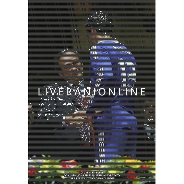 Manchester United - Chelsea Finale Champions League Mosca 21/05/2008 nella foto la delusione di michael ballack durante la premiazione con michel platini ph Luzzani/Ag. Aldo Liverani Sas