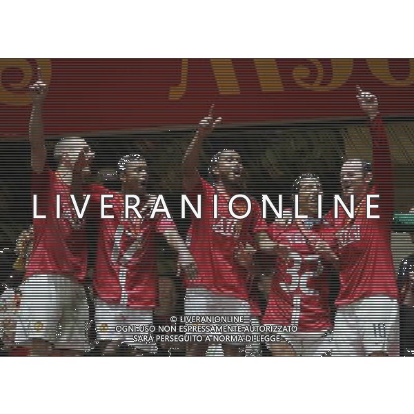 Manchester United - Chelsea Finale Champions League Mosca 21/05/2008 nella foto esultanza dei giocatori del manchester che festeggiano la vittoria ph Luzzani/Ag. Aldo Liverani Sas