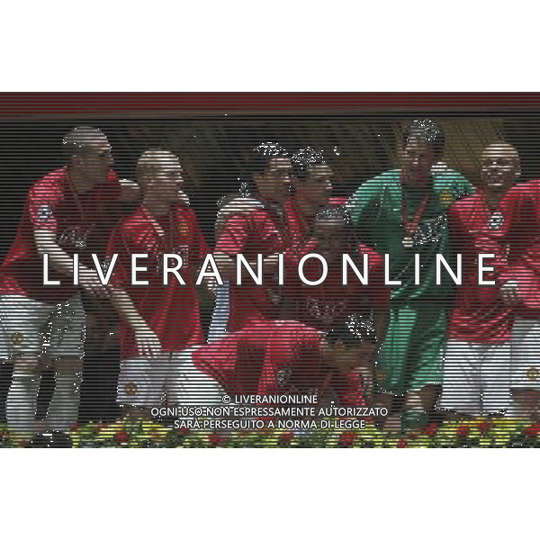 Manchester United - Chelsea Finale Champions League Mosca 21/05/2008 nella foto esultanza dei giocatori del manchester che festeggiano la vittoria ph Luzzani/Ag. Aldo Liverani Sas