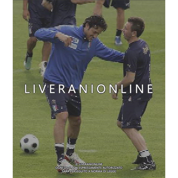 Raduno della Nazionale Italiana di calcio a Coverciano 25/05/2008 nella foto Antonio Cassano e Luca Toni durante il primo giorno di allenamento della Nazionale ph Bucco/Ag. Aldo Liverani sas