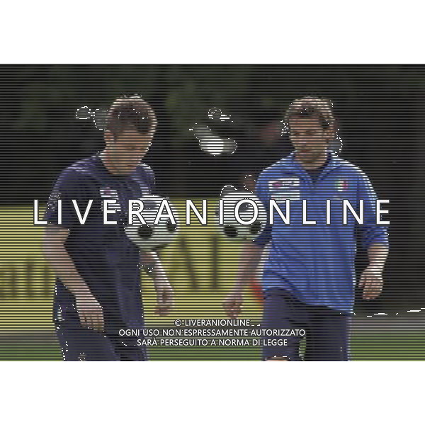 Raduno della Nazionale Italiana di calcio a Coverciano 25/05/2008 nella foto Antonio Cassano e alessandro Del Piero durante il primo giorno di allenamento ph Bucco/Ag. Aldo Liverani sas