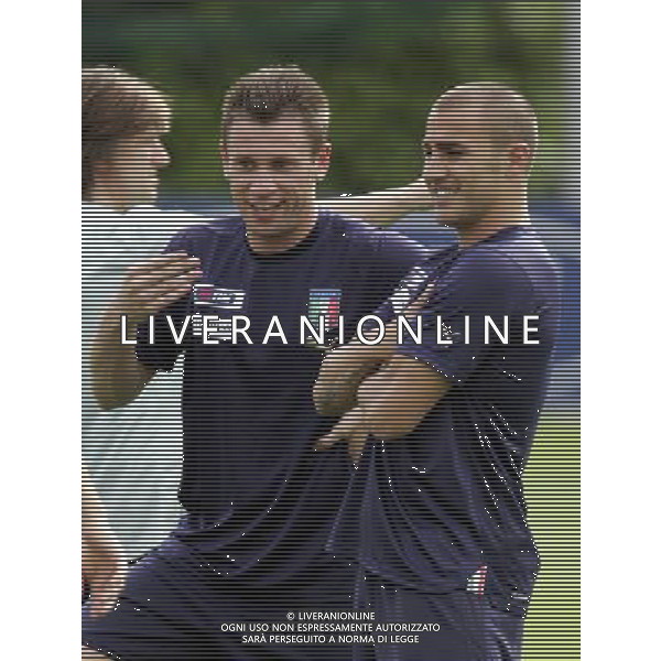 Raduno della Nazionale Italiana di Calcio a Coverciano 25/05/2008 nella foto Antonio Cassano con Cannavaro fabio durante il primo giorno di allenamento ph bucco/Ag. Aldo Liverani Sas